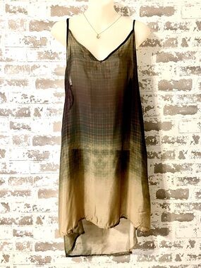 NWT Language Ombre Slip Dress Sheer Silk Blend Hi Low Boho Minimalist S